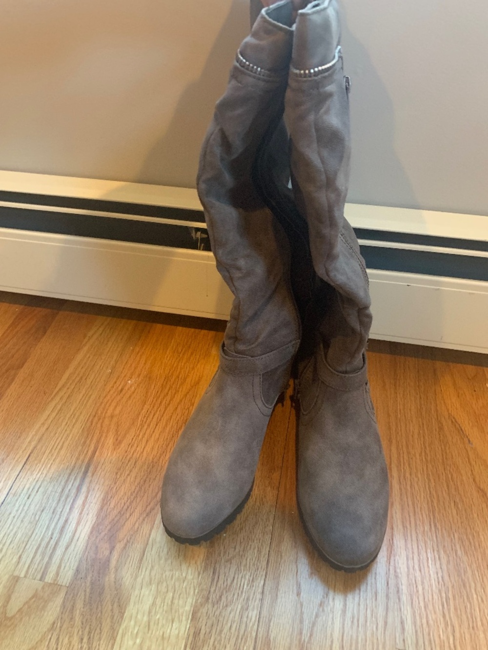 Tall gray boots